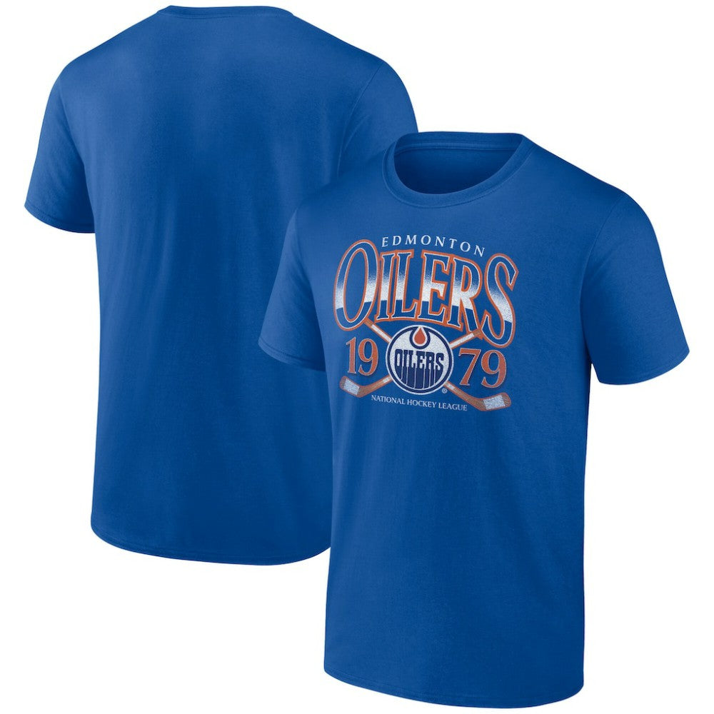 Edmonton Oilers Retro Cross Sticks T-Shirt - Royal | US 203175583
