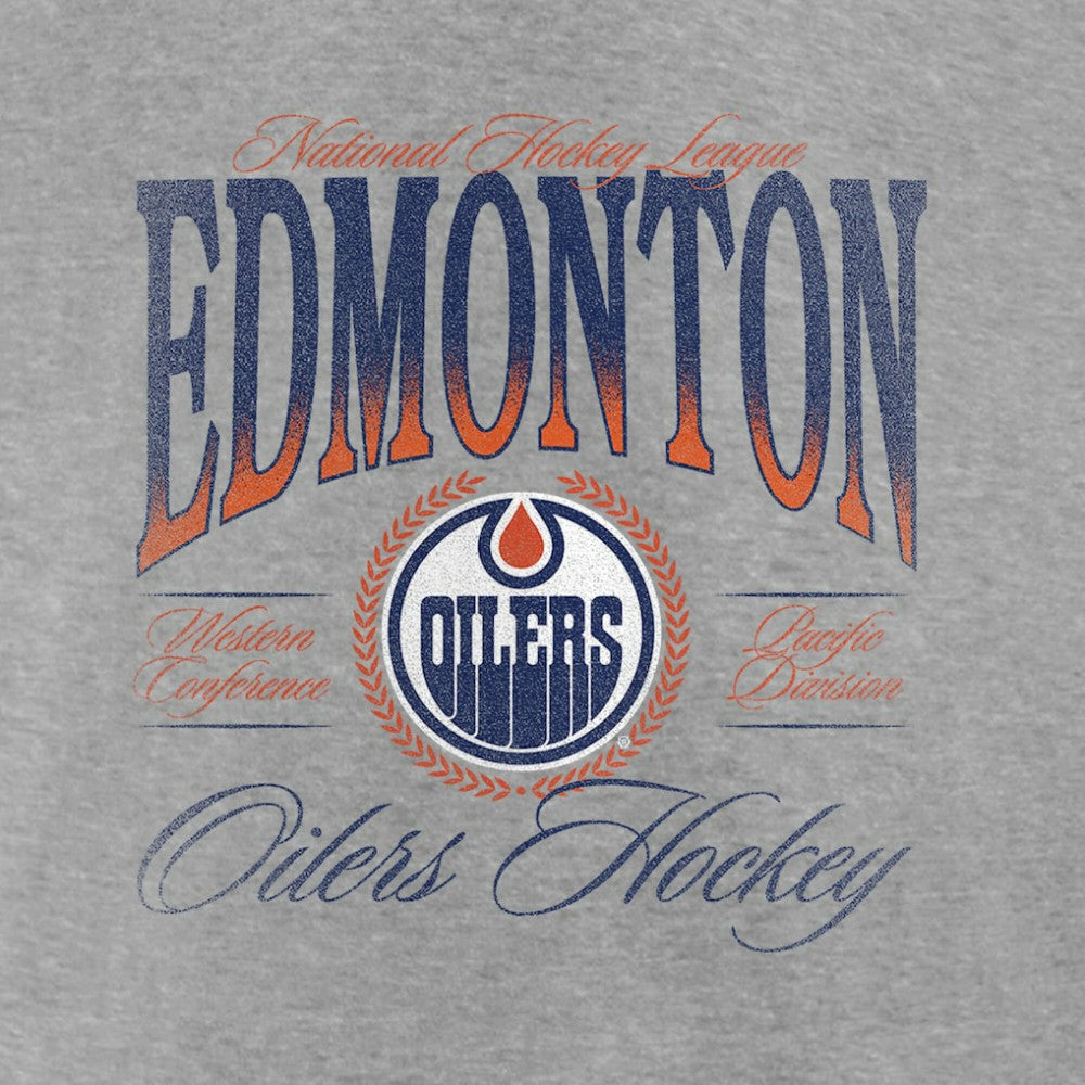 Edmonton Oilers Women's Retro Script V-Neck T-Shirt - Gray | US 203175586