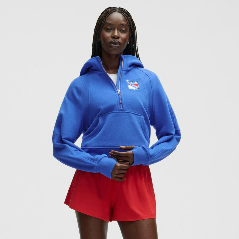 New York Rangers lululemon Women's Scuba Oversized Half-Zip Hoodie - Blue | US 203175773