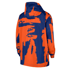 New York Knicks Courtside Club Premium Woven Full-Zip Hooded Jacket Blue/Orange - Nike