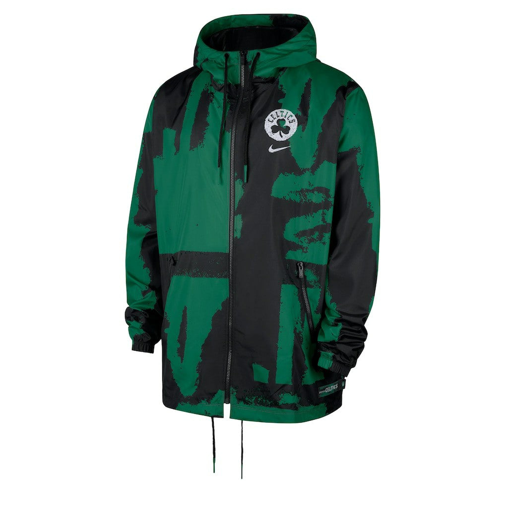 Boston Celtics Courtside Club Premium Woven Full-Zip Hooded Jacket Black/Kelly Green - Nike