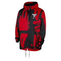 Chicago Bulls Courtside Club Premium Woven Full-Zip Hooded Jacket Black/Red - Nike