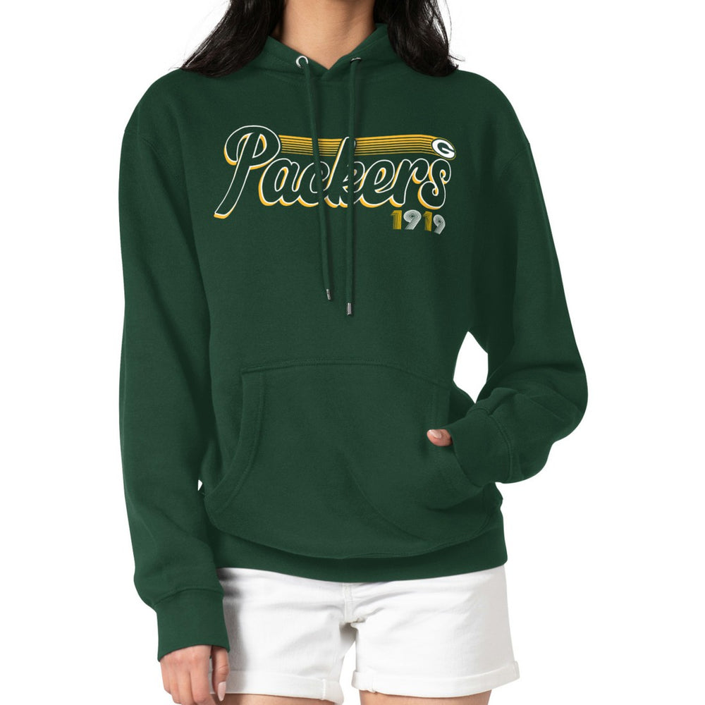 Green Bay Packers Starter Women's Groovy Script Pullover Hoodie - Green Hoodies