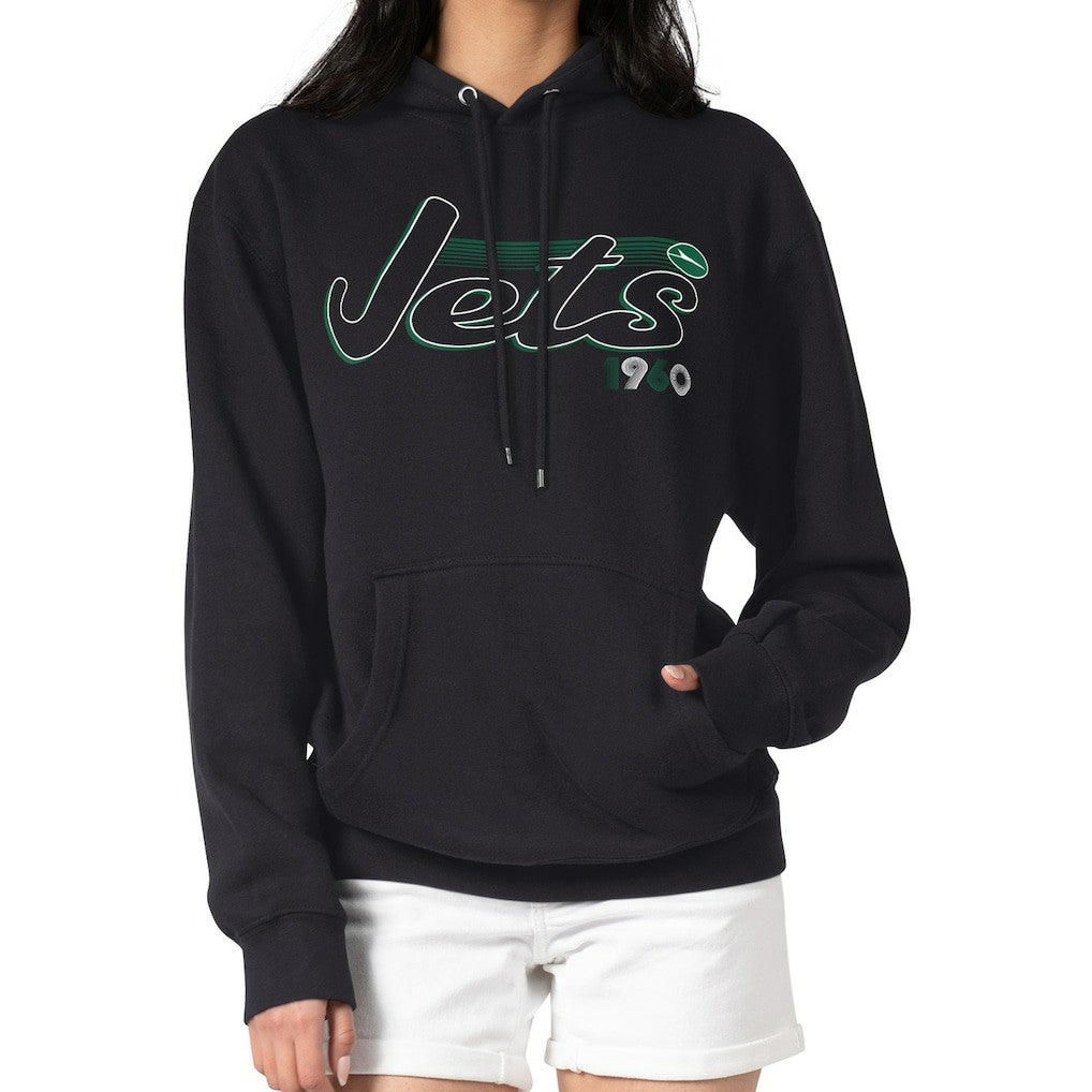 New York Jets Starter Women's Groovy Script Pullover Hoodie - Black Hoodies