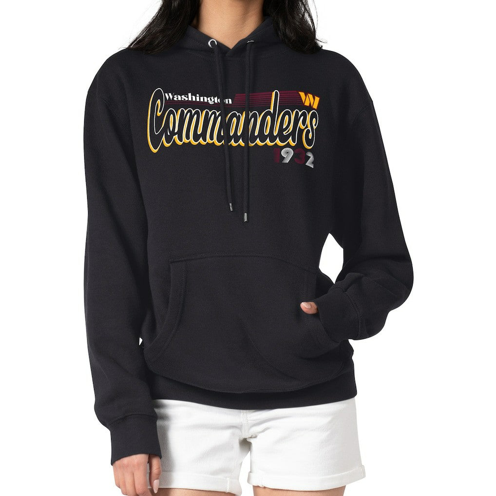 Washington Commanders Starter Women's Groovy Script Pullover Hoodie - Black Hoodies
