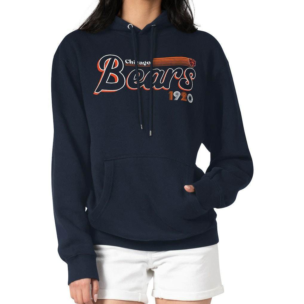 Chicago Bears Starter Women's Groovy Script Pullover Hoodie - Navy Hoodies