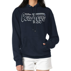 Dallas Cowboys Starter Women's Groovy Script Pullover Hoodie - Navy Hoodies