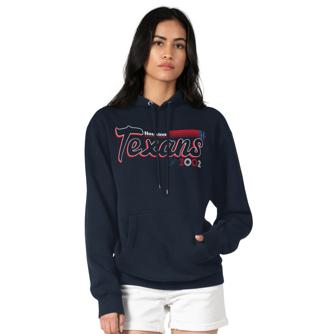 Houston Texans Starter Women's Groovy Script Pullover Hoodie - Navy Hoodies