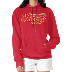 Kansas City Chiefs Starter Women's Groovy Script Pullover Hoodie - Red Hoodies