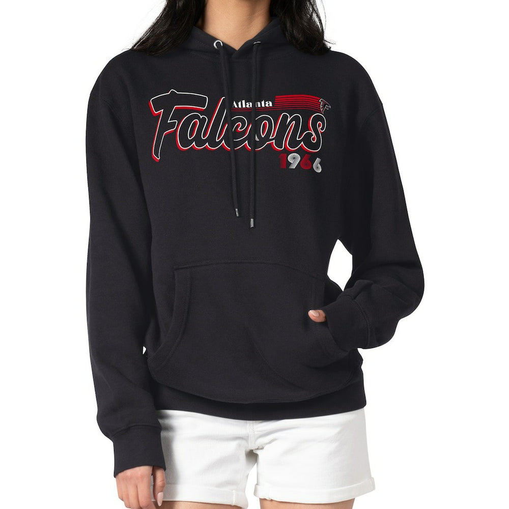 Atlanta Falcons Starter Women's Groovy Script Pullover Hoodie - Black Hoodies