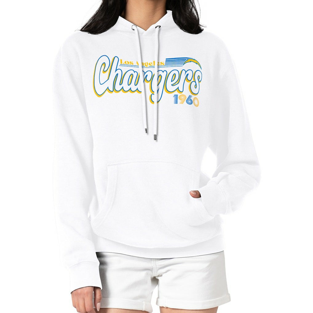 Los Angeles Chargers Starter Women's Groovy Script Pullover Hoodie - White Hoodies