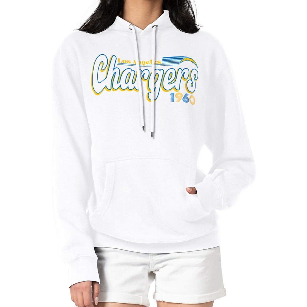 Los Angeles Chargers Starter Women's Groovy Script Pullover Hoodie - White Hoodies