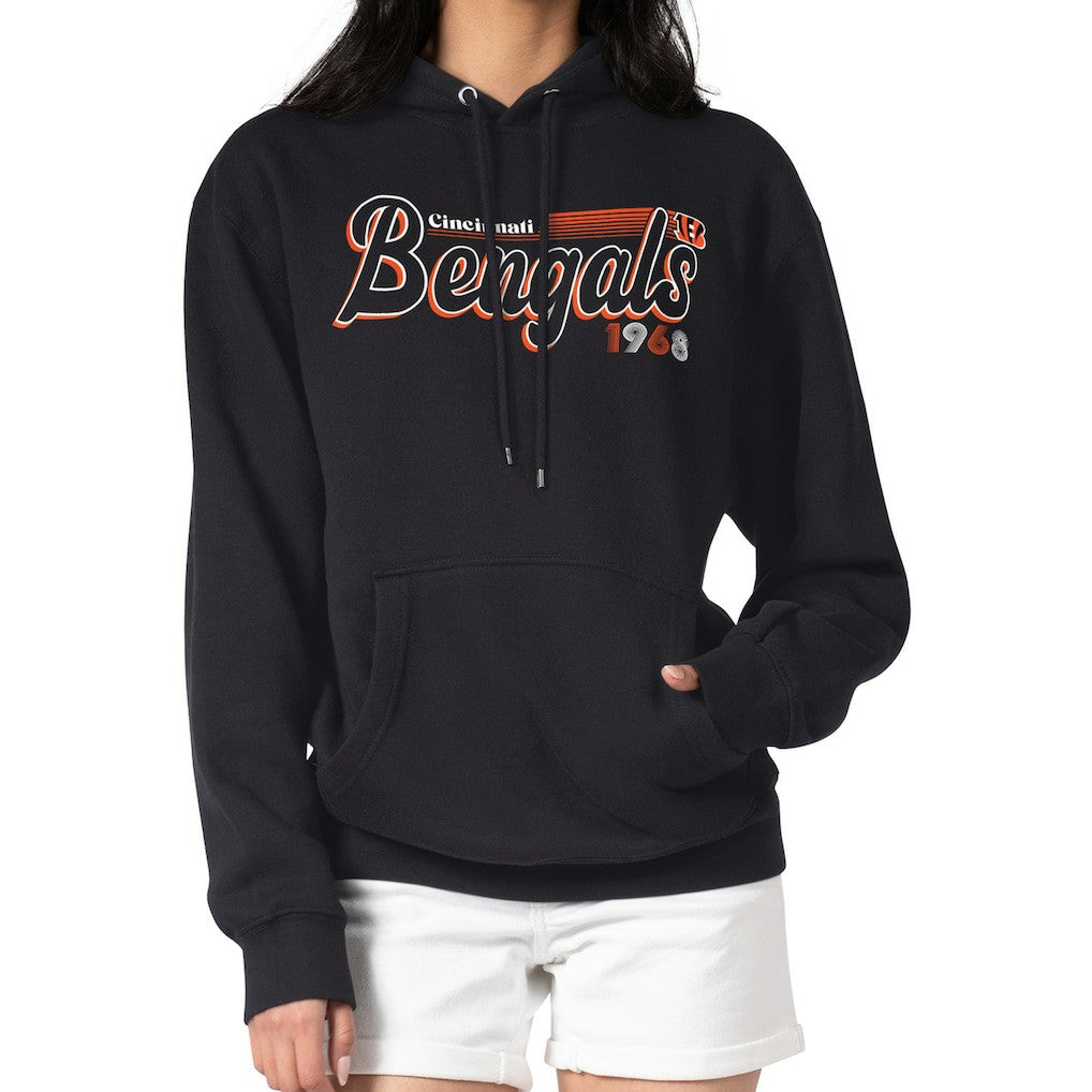 Cincinnati Bengals Starter Women's Groovy Script Pullover Hoodie - Black Hoodies
