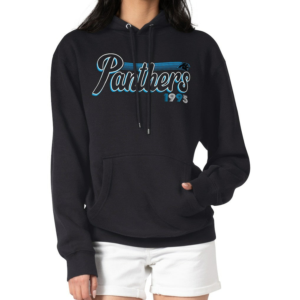 Carolina Panthers Starter Women's Groovy Script Pullover Hoodie - Black Hoodies