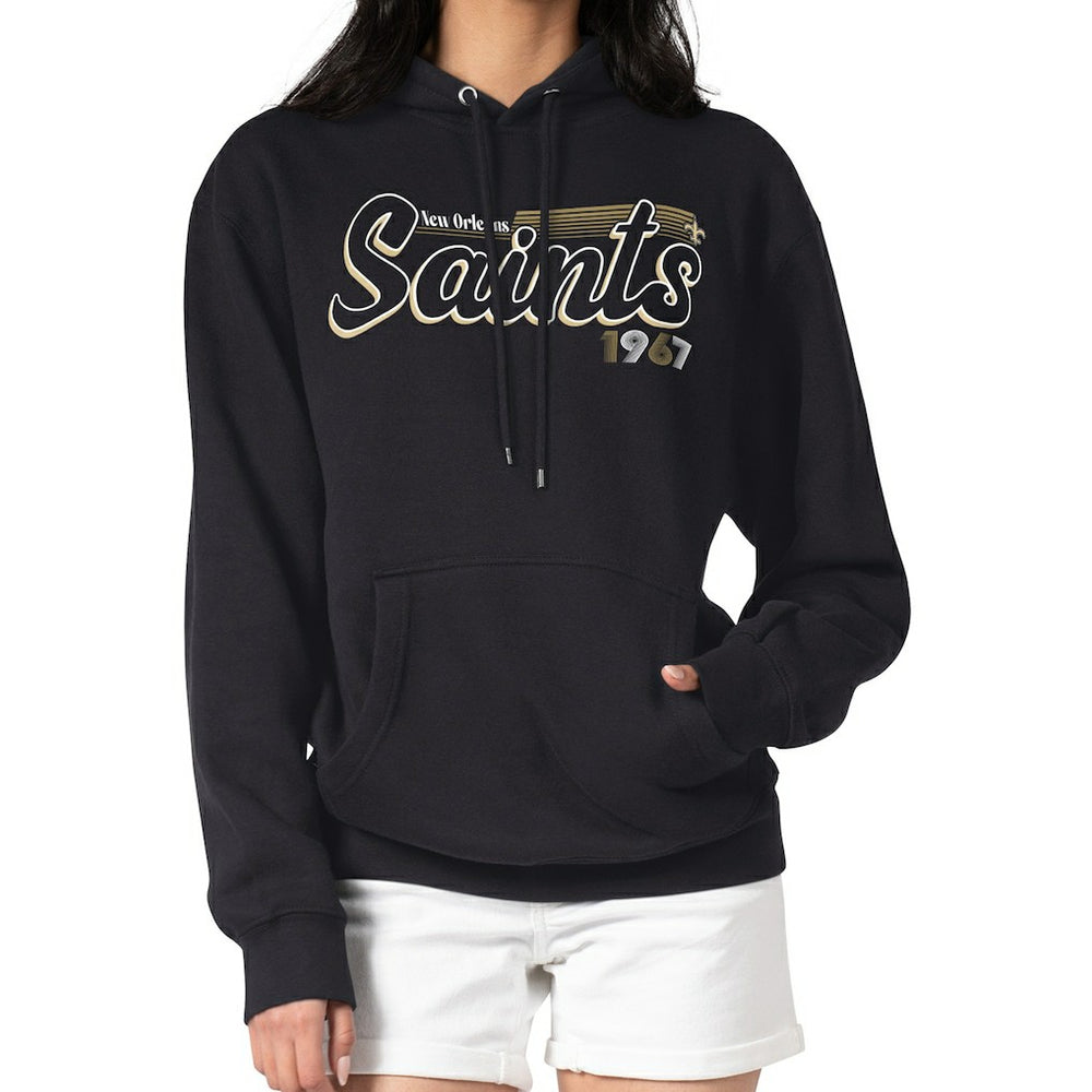 New Orleans Saints Starter Women's Groovy Script Pullover Hoodie - Black Hoodies
