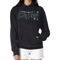 Philadelphia Eagles Starter Women's Groovy Script Pullover Hoodie - Black Hoodies
