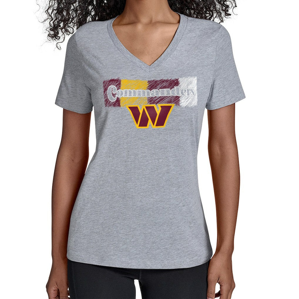 Washington Commanders Starter Women's Color Shading V-Neck T-Shirt - Gray T-shirts