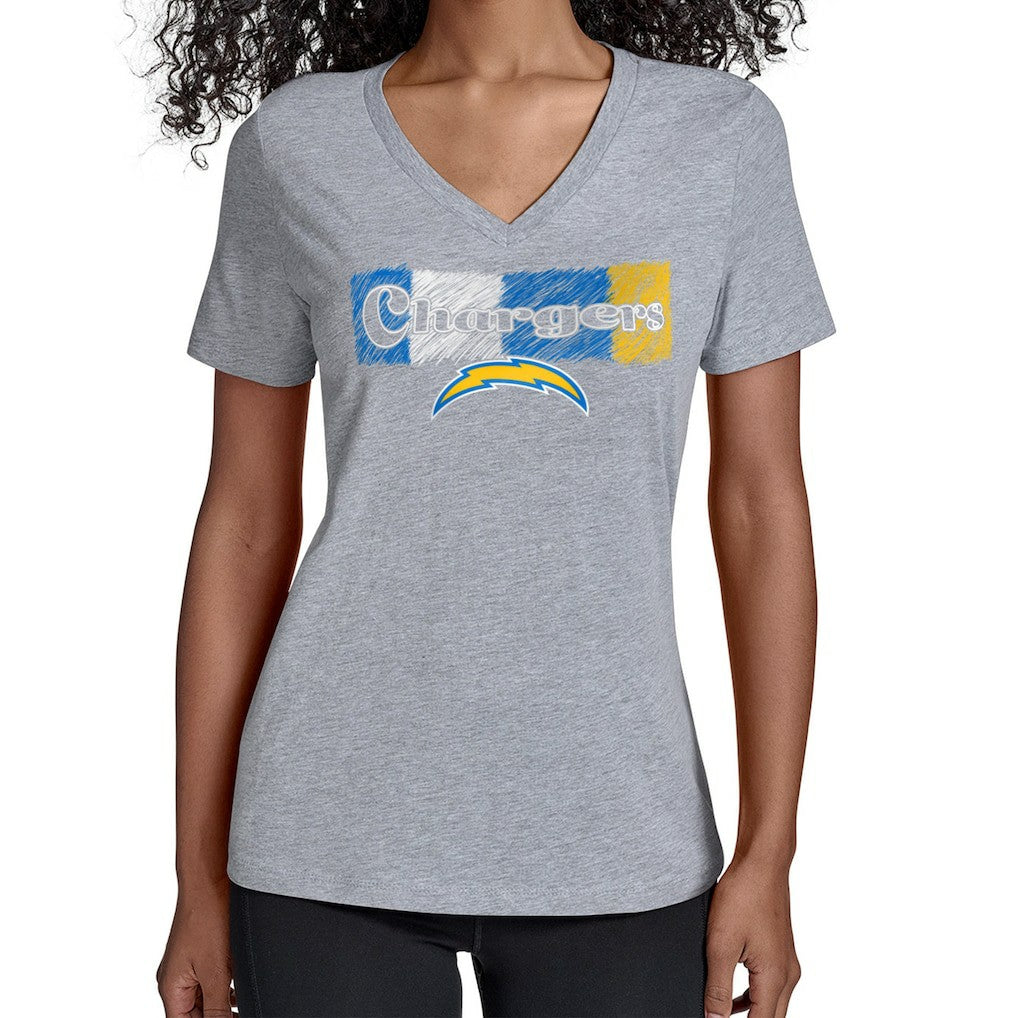 Los Angeles Chargers Starter Women's Color Shading V-Neck T-Shirt - Gray T-shirts