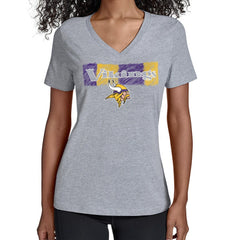Minnesota Vikings Starter Women's Color Shading V-Neck T-Shirt - Gray T-shirts