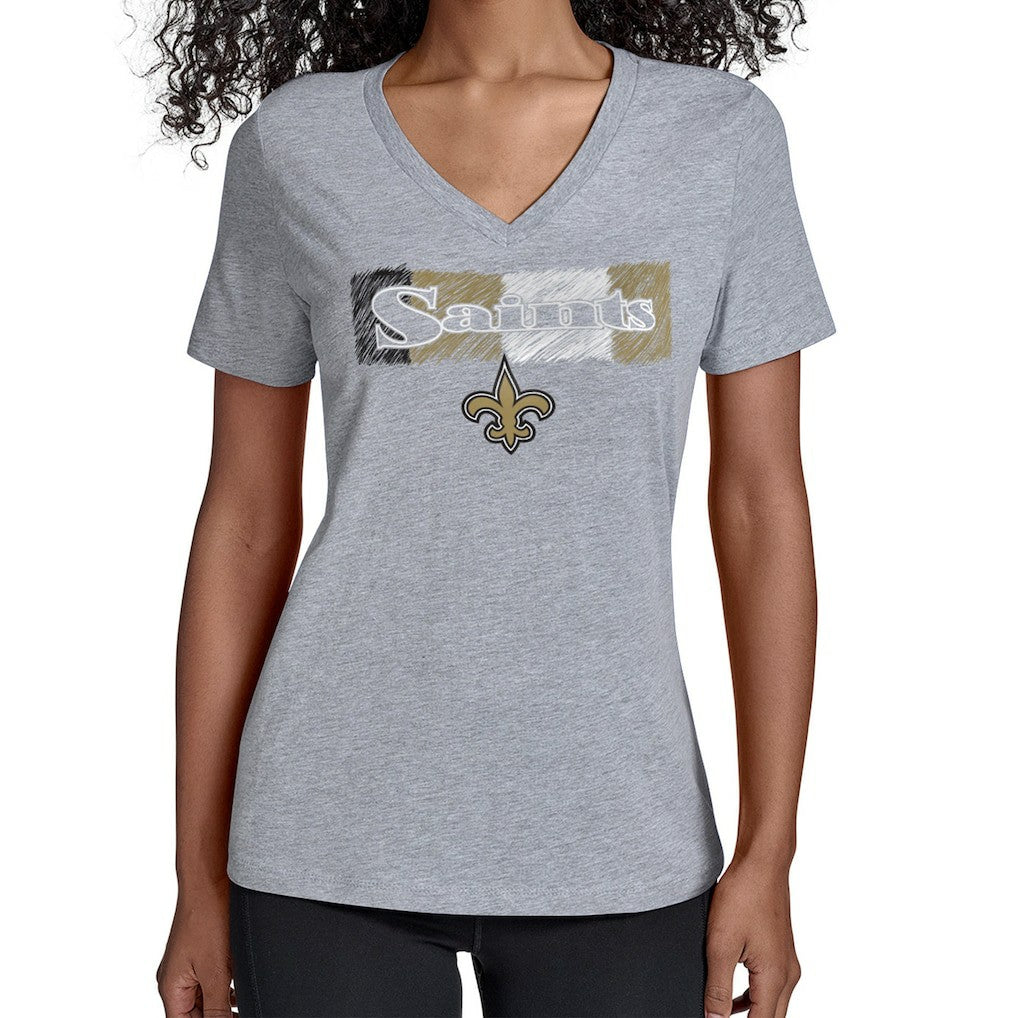 New Orleans Saints Starter Women's Color Shading V-Neck T-Shirt - Gray T-shirts