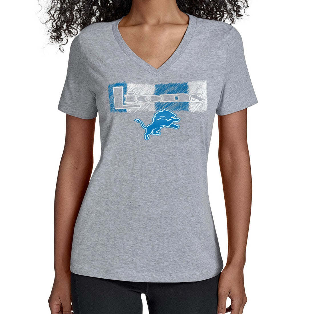 Detroit Lions Starter Women's Color Shading V-Neck T-Shirt - Gray T-shirts