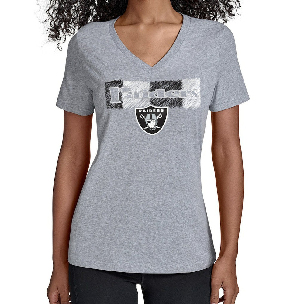 Las Vegas Raiders Starter Women's Color Shading V-Neck T-Shirt - Gray T-shirts