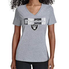 Las Vegas Raiders Starter Women's Color Shading V-Neck T-Shirt - Gray T-shirts