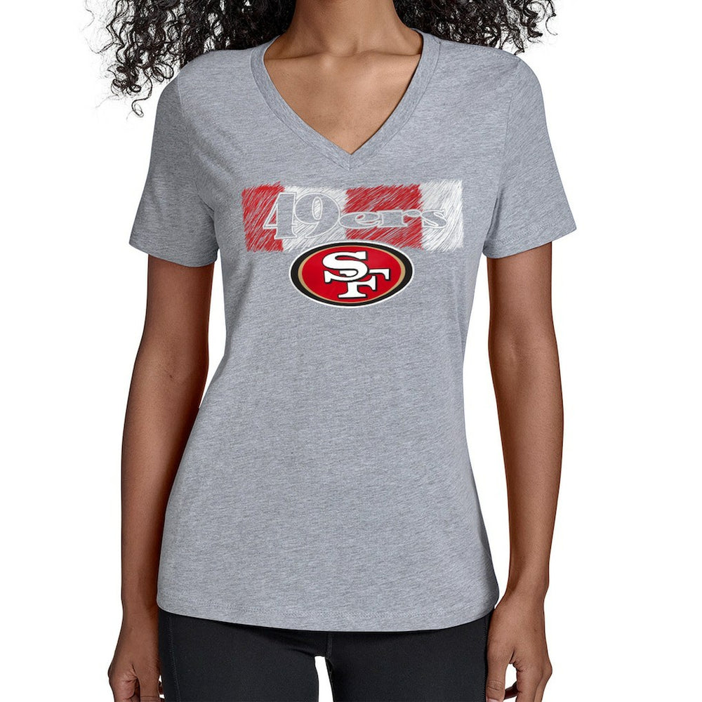 San Francisco 49ers Starter Women's Color Shading V-Neck T-Shirt - Gray T-shirts