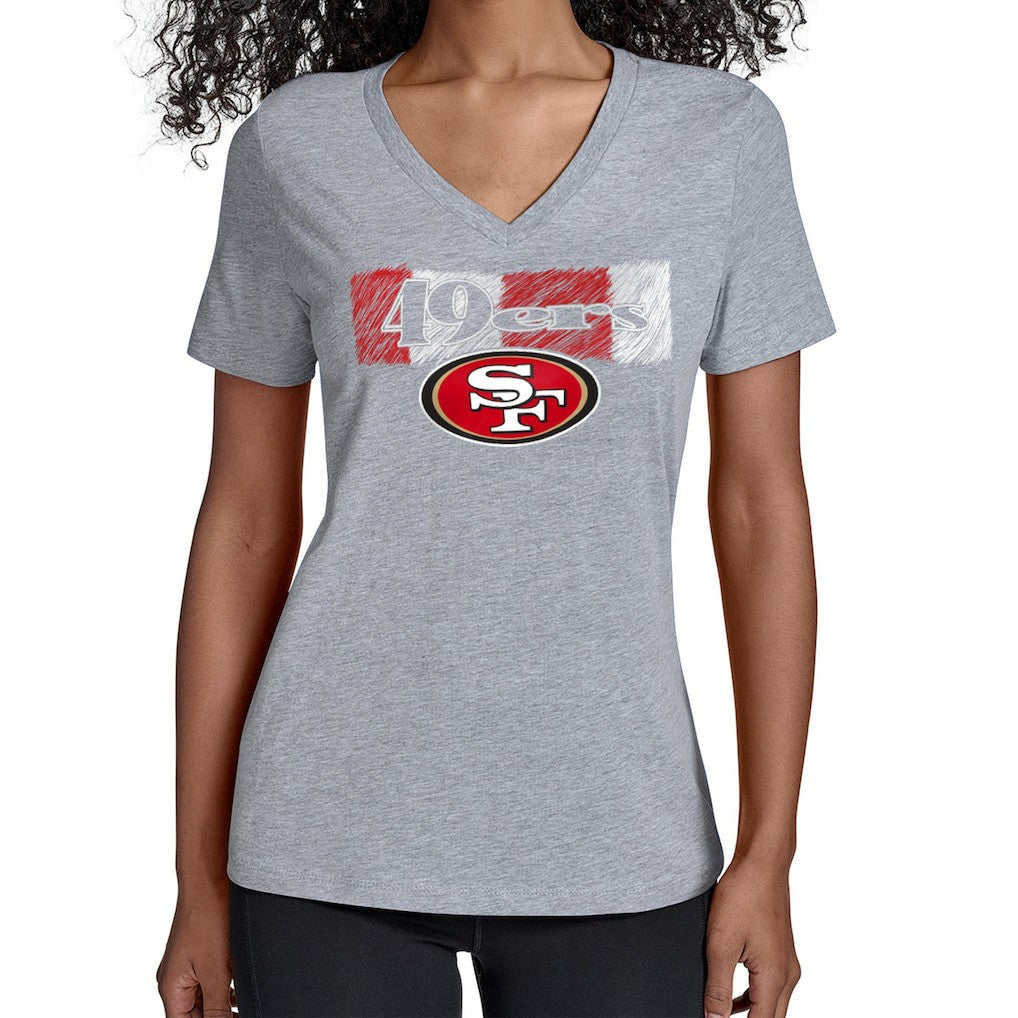 San Francisco 49ers Starter Women's Color Shading V-Neck T-Shirt - Gray T-shirts