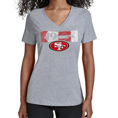San Francisco 49ers Starter Women's Color Shading V-Neck T-Shirt - Gray T-shirts