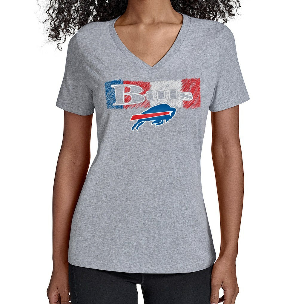 Buffalo Bills Starter Women's Color Shading V-Neck T-Shirt - Gray T-shirts