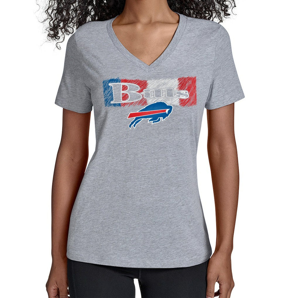 Buffalo Bills Starter Women's Color Shading V-Neck T-Shirt - Gray T-shirts