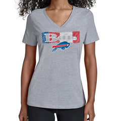 Buffalo Bills Starter Women's Color Shading V-Neck T-Shirt - Gray T-shirts