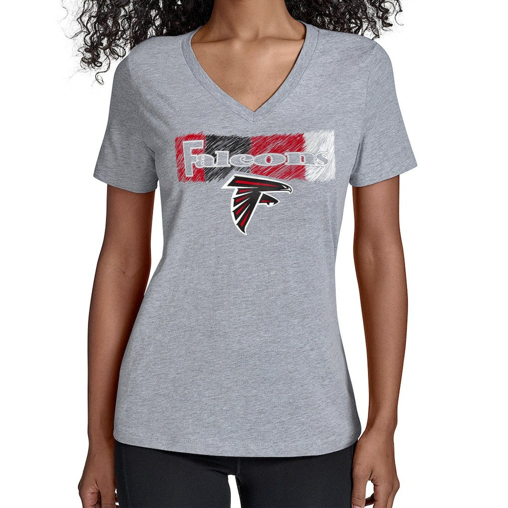 Atlanta Falcons Starter Women's Color Shading V-Neck T-Shirt - Gray T-shirts