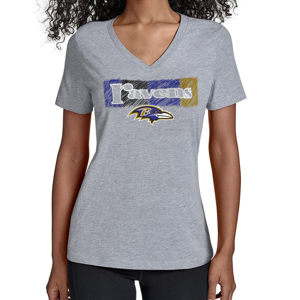 Baltimore Ravens Starter Women's Color Shading V-Neck T-Shirt - Gray T-shirts