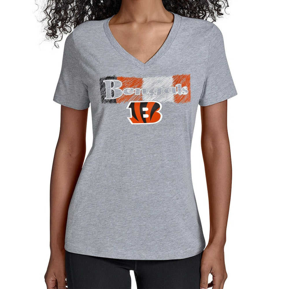 Cincinnati Bengals Starter Women's Color Shading V-Neck T-Shirt - Gray T-shirts