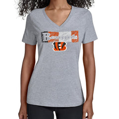 Cincinnati Bengals Starter Women's Color Shading V-Neck T-Shirt - Gray T-shirts
