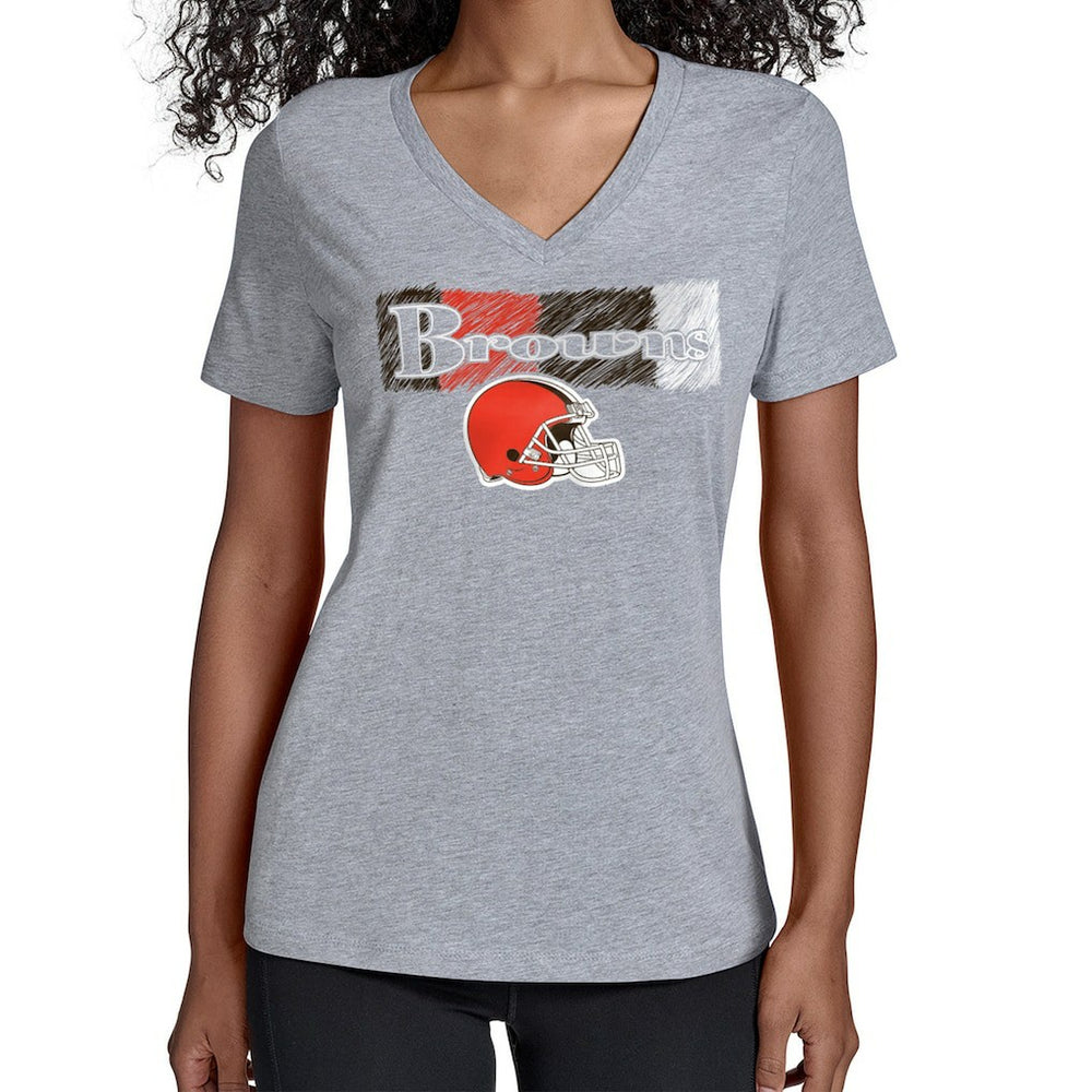 Cleveland Browns Starter Women's Color Shading V-Neck T-Shirt - Gray T-shirts
