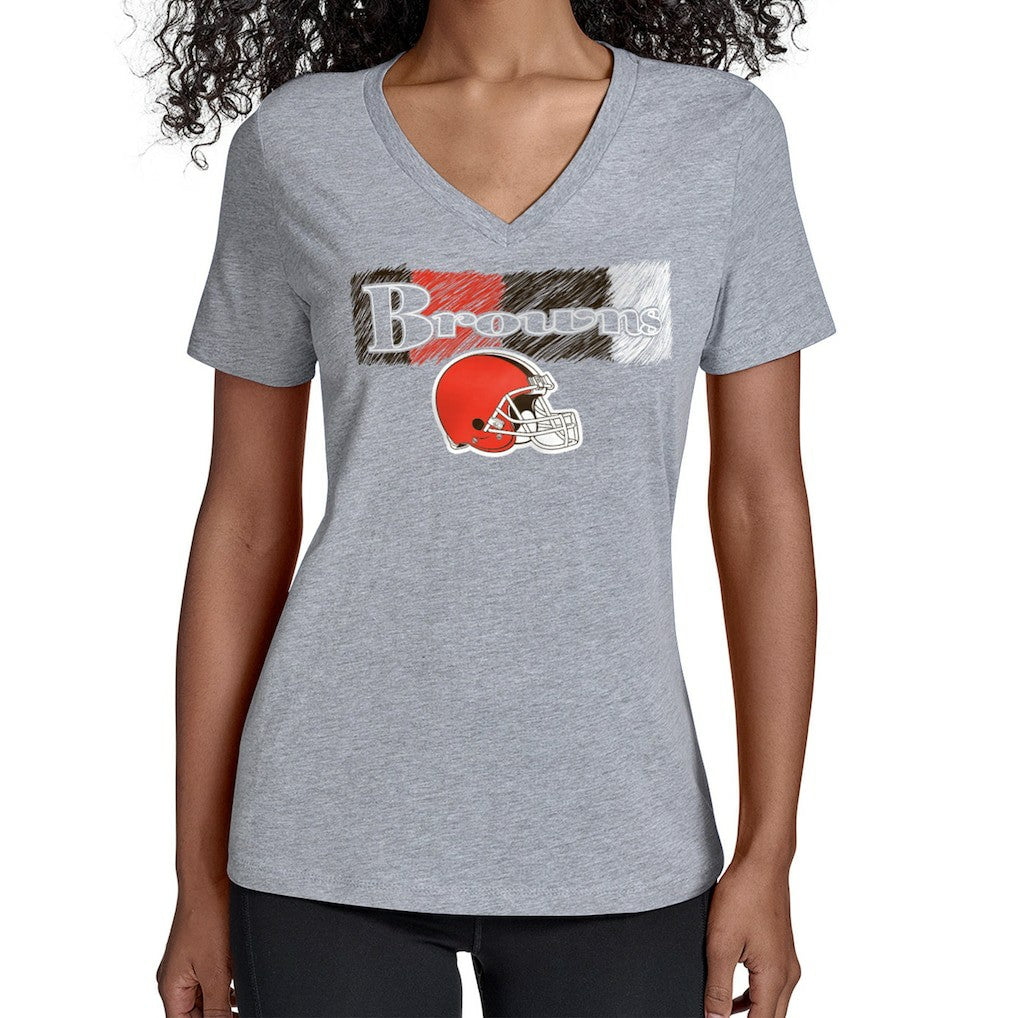 Cleveland Browns Starter Women's Color Shading V-Neck T-Shirt - Gray T-shirts