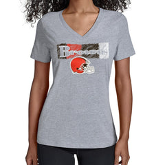 Cleveland Browns Starter Women's Color Shading V-Neck T-Shirt - Gray T-shirts