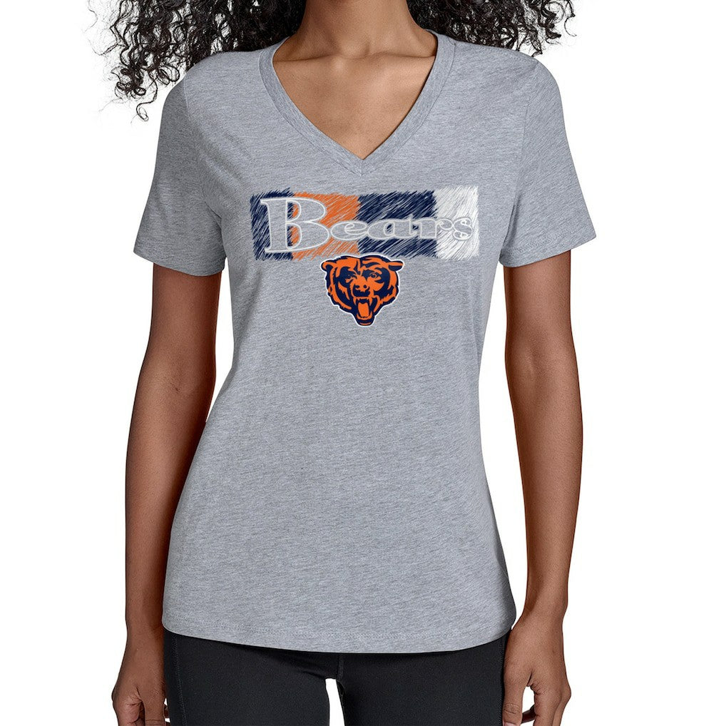 Chicago Bears Starter Women's Color Shading V-Neck T-Shirt - Gray T-shirts