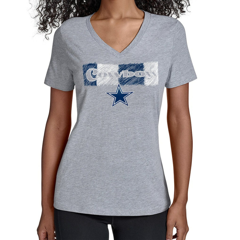 Dallas Cowboys Starter Women's Color Shading V-Neck T-Shirt - Gray T-shirts