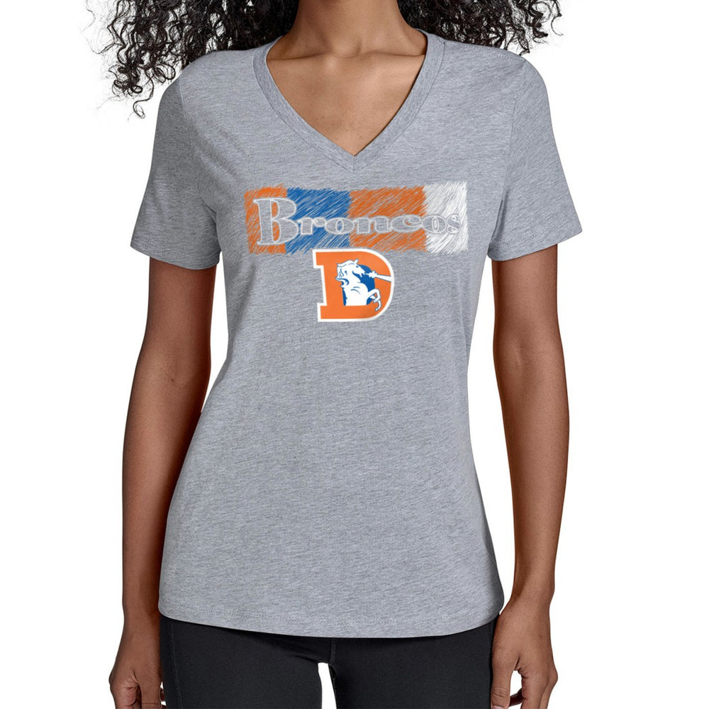 Denver Broncos Starter Women's Color Shading V-Neck T-Shirt - Gray T-shirts