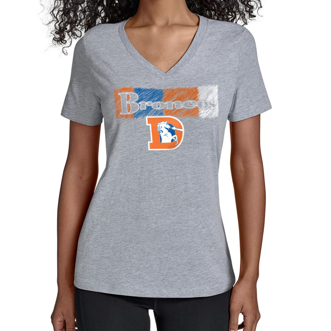 Denver Broncos Starter Women's Color Shading V-Neck T-Shirt - Gray T-shirts