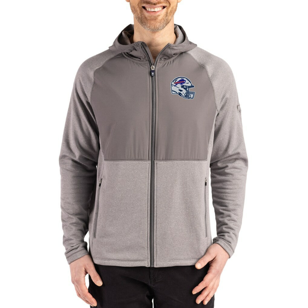 Buffalo Bills Cutter & Buck Peshastin Eco Fleece Recycled Raglan Full-Zip Tri-Blend Hybrid Jacket - Heather Gray Jackets
