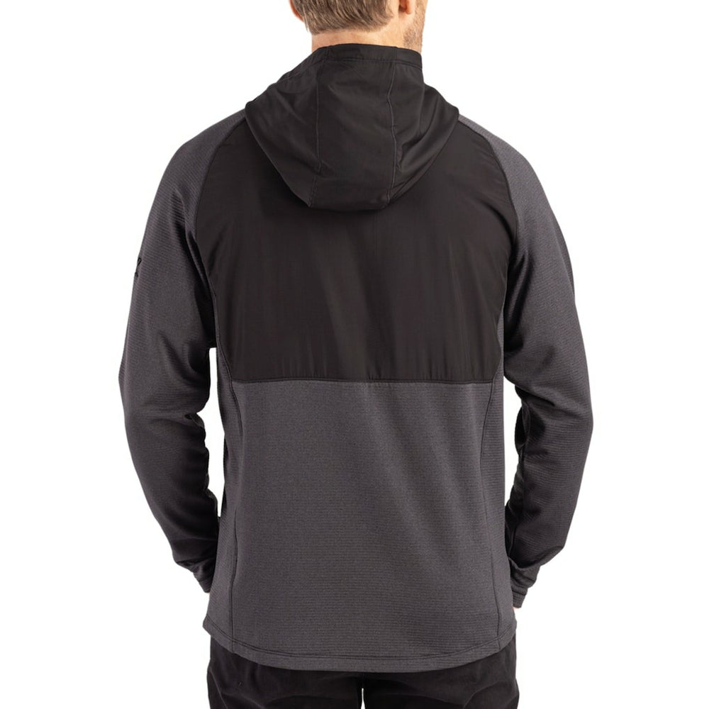 Carolina Panthers Cutter & Buck Peshastin Eco Fleece Recycled Raglan Full-Zip Tri-Blend Hybrid Jacket - Heather Black Jackets