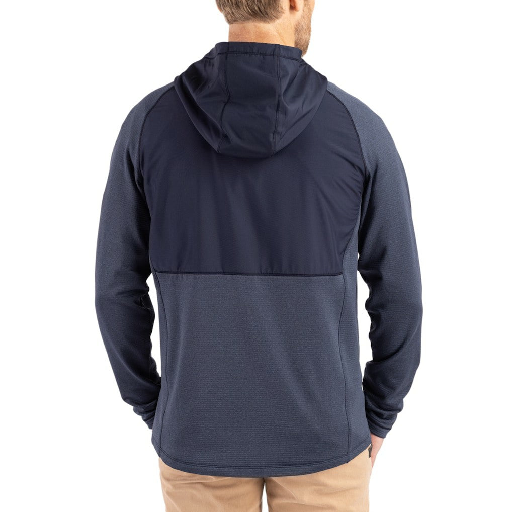 Denver Broncos Cutter & Buck Peshastin Eco Fleece Recycled Raglan Full-Zip Tri-Blend Hybrid Jacket - Heather Navy Jackets
