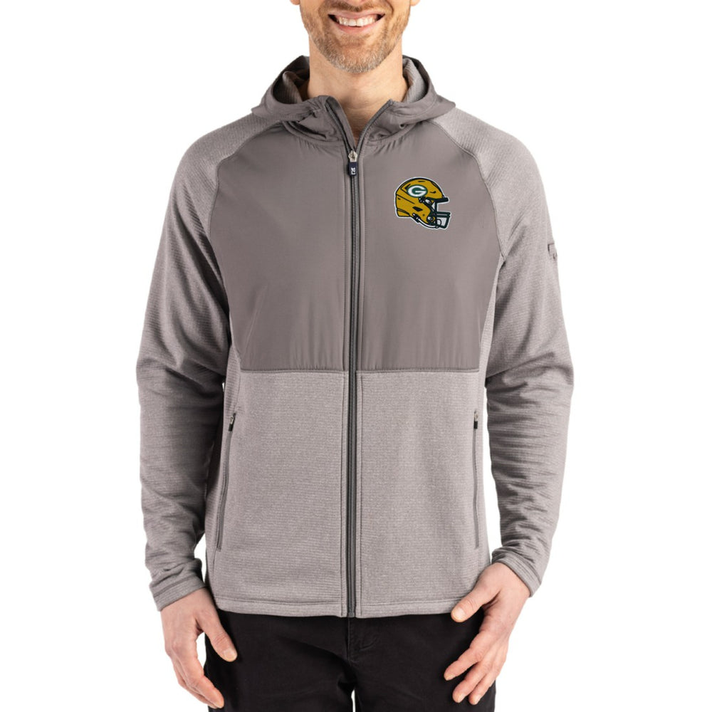 Green Bay Packers Cutter & Buck Peshastin Eco Fleece Recycled Raglan Full-Zip Tri-Blend Hybrid Jacket - Heather Gray Jackets