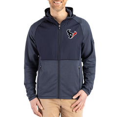 Houston Texans Cutter & Buck Peshastin Eco Fleece Recycled Raglan Full-Zip Tri-Blend Hybrid Jacket - Heather Navy Jackets