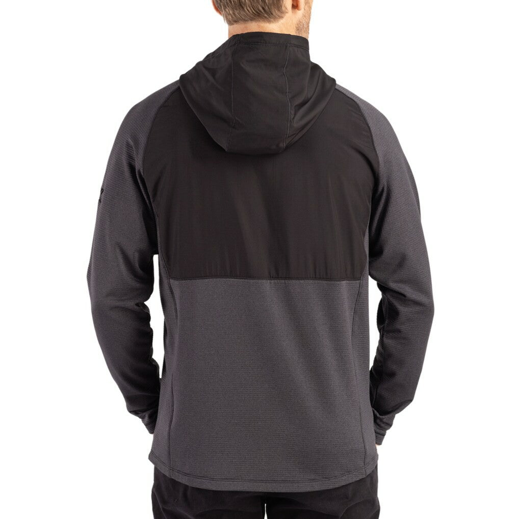 Jacksonville Jaguars Cutter & Buck Peshastin Eco Fleece Recycled Raglan Full-Zip Tri-Blend Hybrid Jacket - Heather Black Jackets